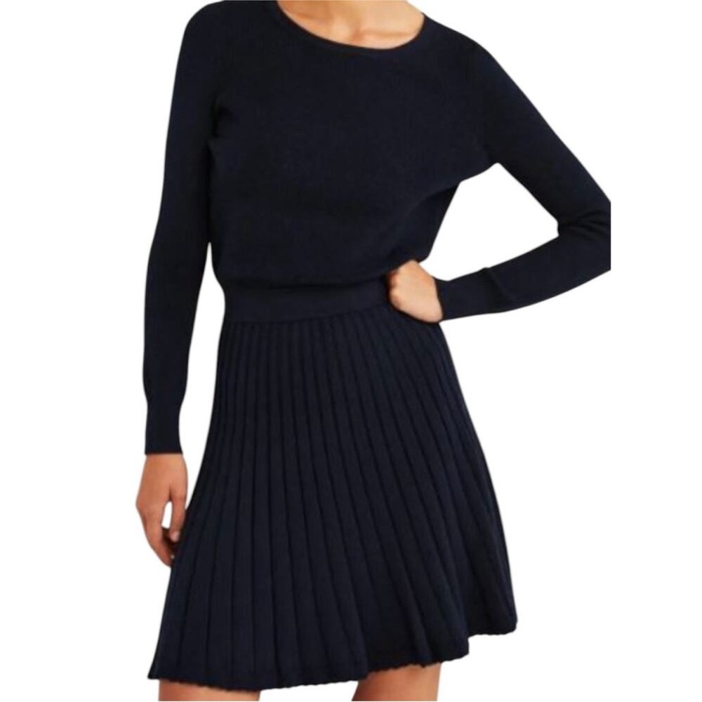 Boden Blue Mini Skater Dress with Pleats